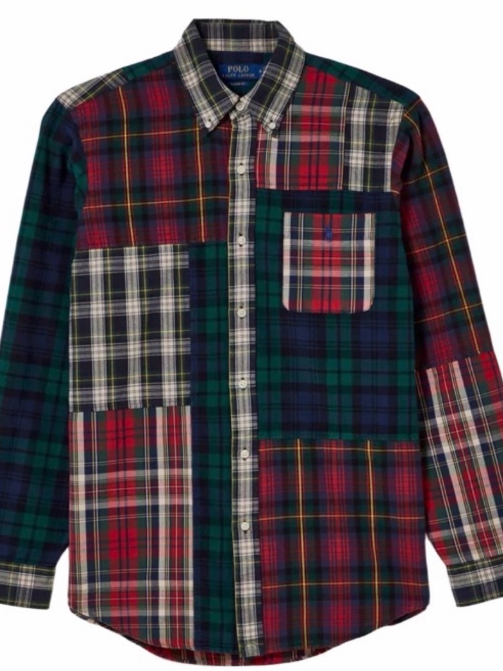 Polo Ralph Lauren Patchwork Plaid Button Down Long Sleeve Shirt Size XL